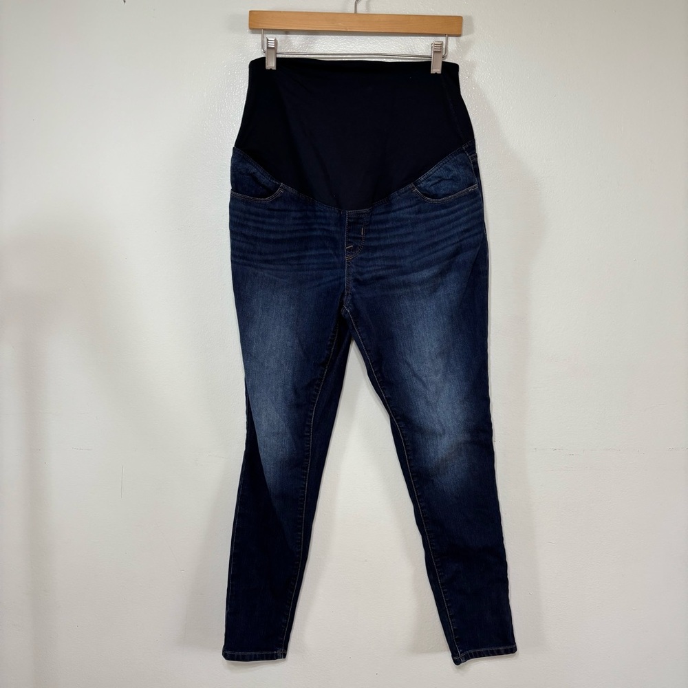 Isabel Maternity Dark Wash Skinny Jeans With Full Belly Band Size 10